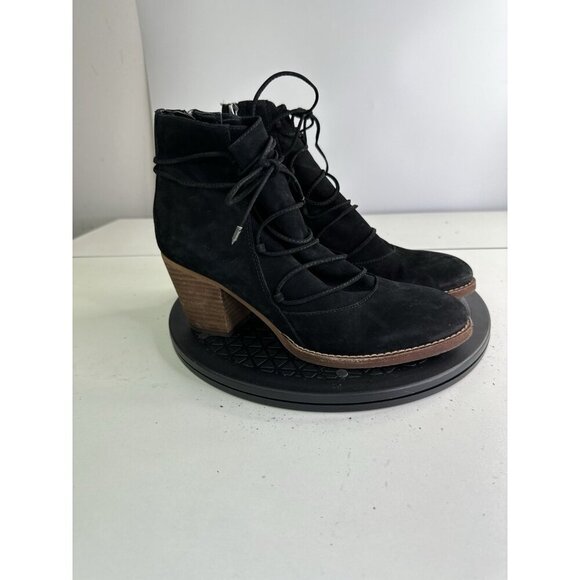 Sam Edelman Women 8.5M Millard Black Suede Lace Up/Suede Zip Ankle Booties - Picture 4 of 11